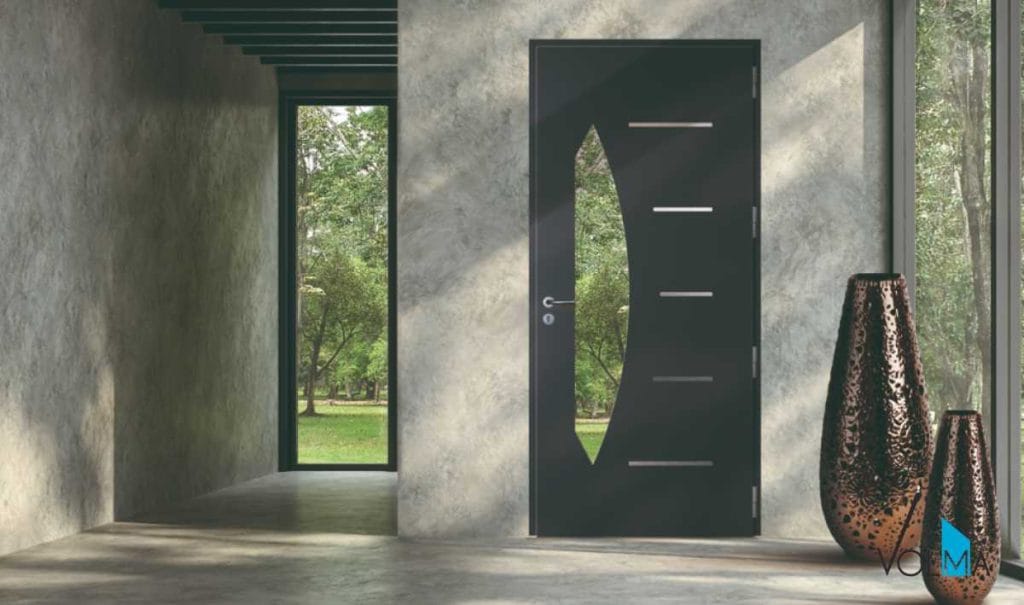 Porte d’entrée contemporaine en aluminium gris anthracite Tarn